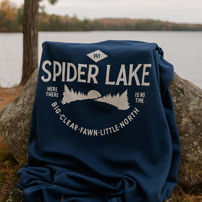 Spider Lake Wisconsin Classic Sweatshirt Fleece Blanket