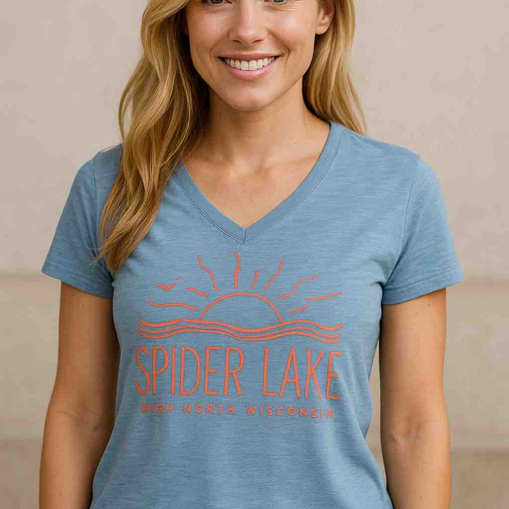 Spider Lake Wisconsin Women's Classic V-Neck Tee