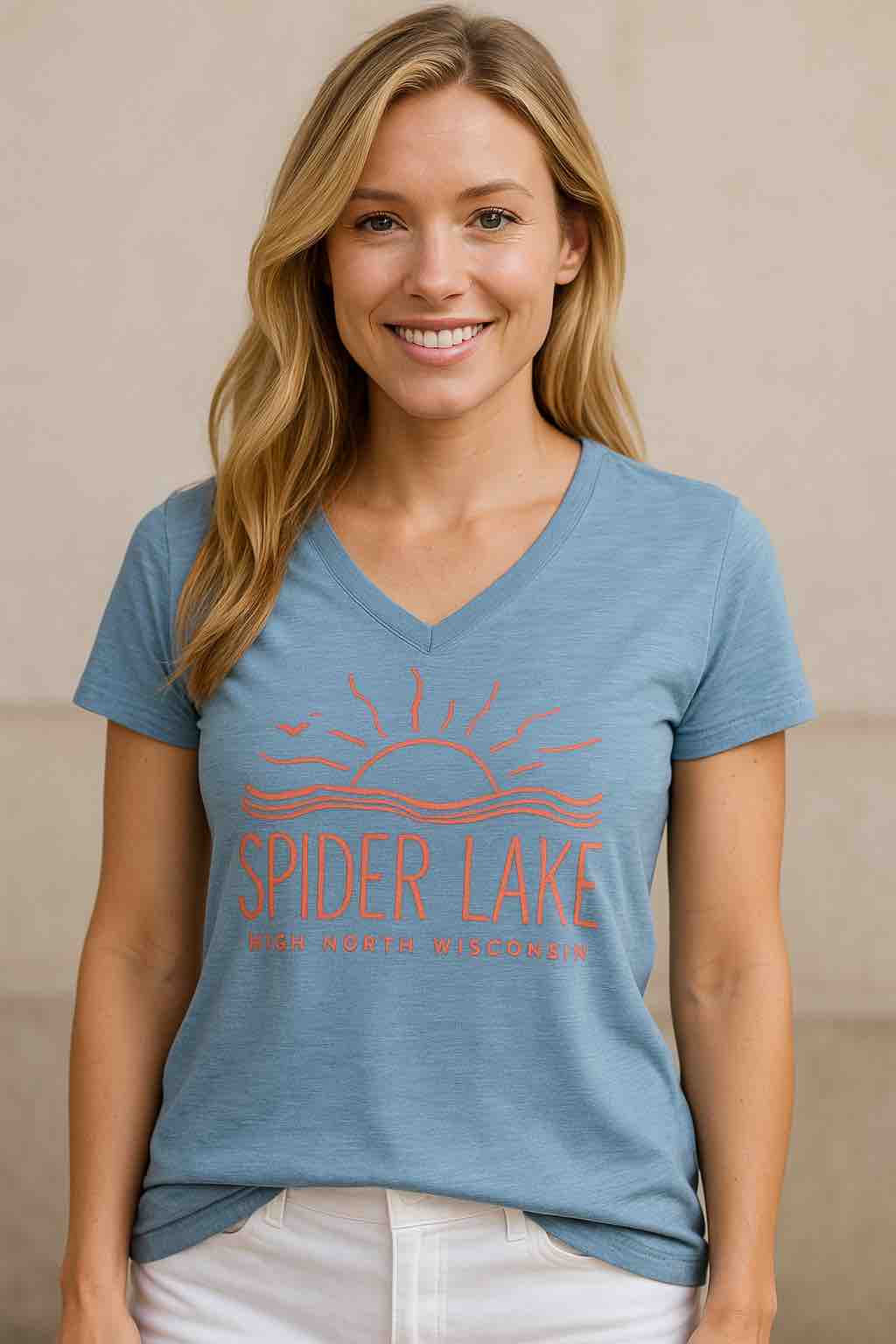 Spider Lake Wisconsin Women's Classic V-Neck Tee