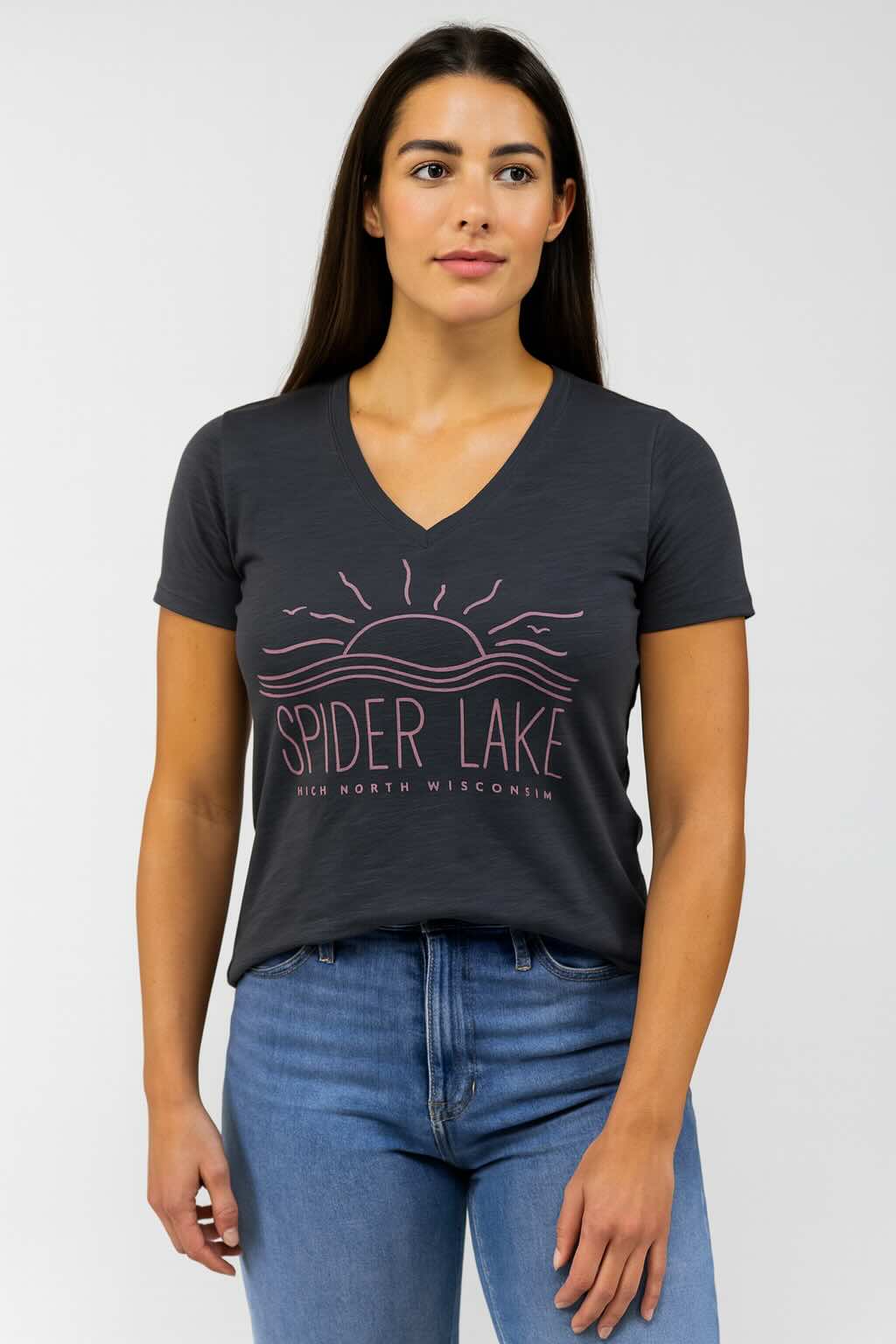 Spider Lake Wisconsin Women's Classic V-Neck Tee