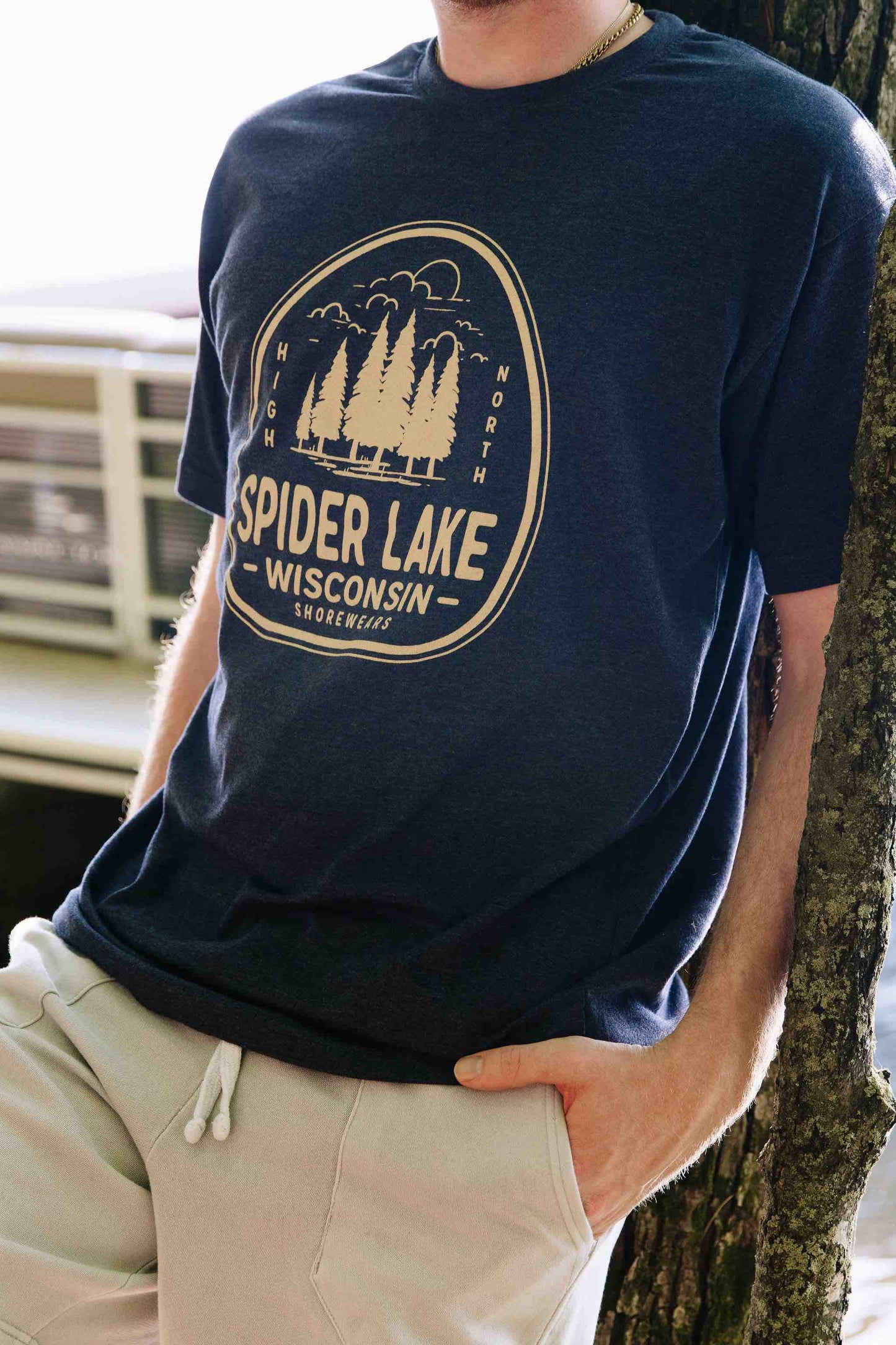Spider Lake Wisconsin Classic Cotton T Shirt