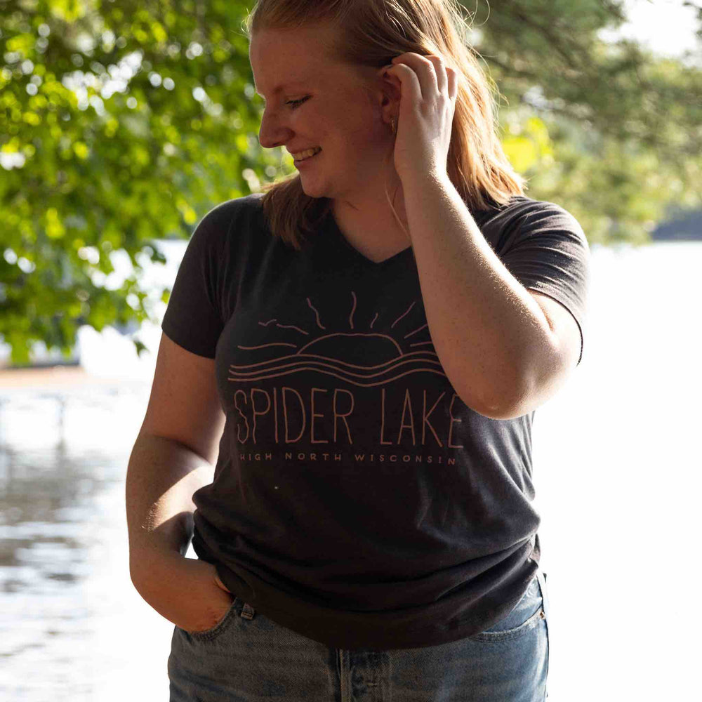 
                      
                        Spider Lake Wisconsin Women's Classic V-Neck Tee
                      
                    