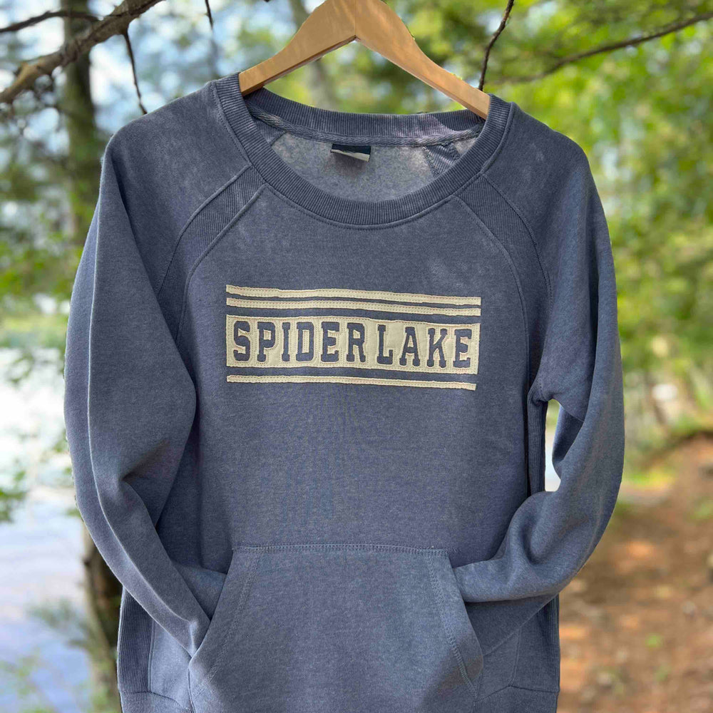 Spider Lake Wisconsin Women's Pocket Crew Sweatshirt