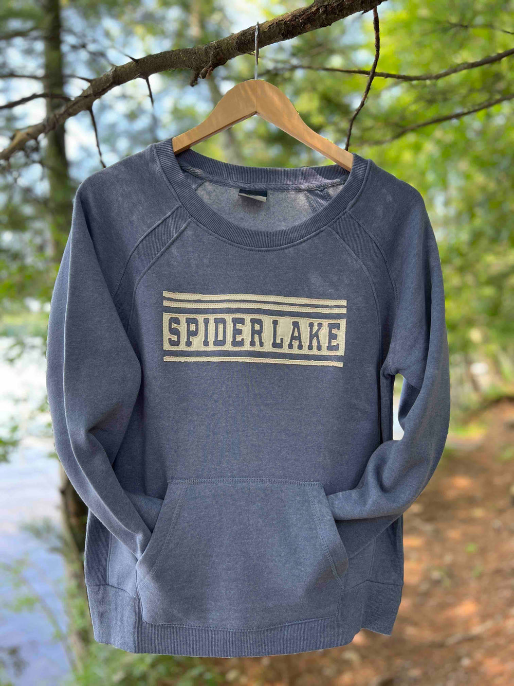 Spider Lake Wisconsin Women's Pocket Crew Sweatshirt