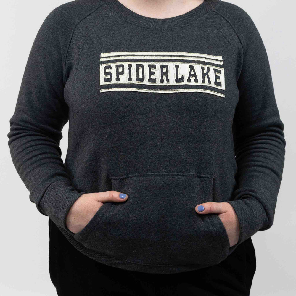 Spider Lake Wisconsin Women's Pocket Crew Sweatshirt