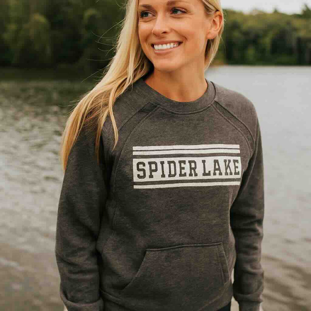 Spider Lake Wisconsin Women's Pocket Crew Sweatshirt