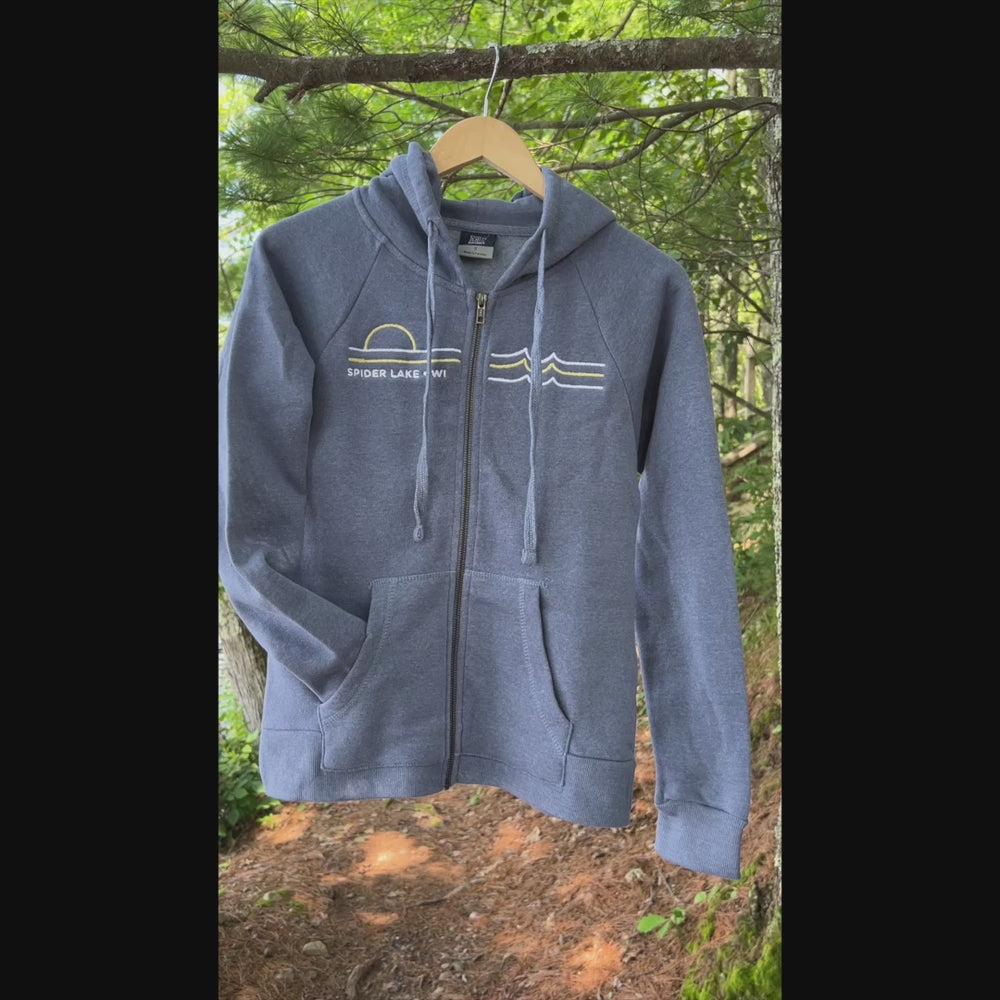 
                      
                        Load and play video in Gallery viewer, Spider Lake Wisconsin Women&amp;#39;s Full Zip Hoodie
                      
                    