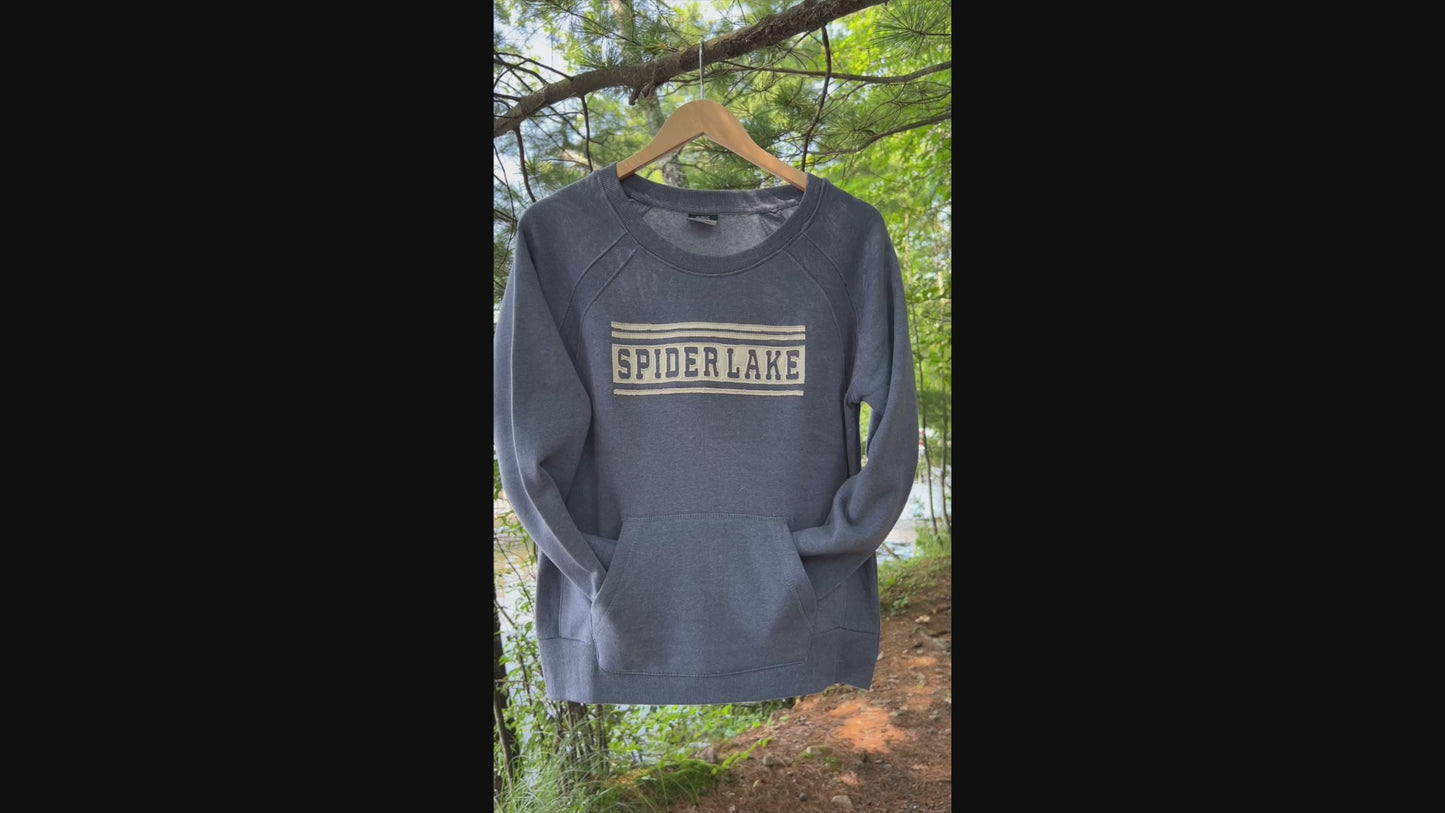 Spider Lake Wisconsin Women's Pocket Crew Sweatshirt